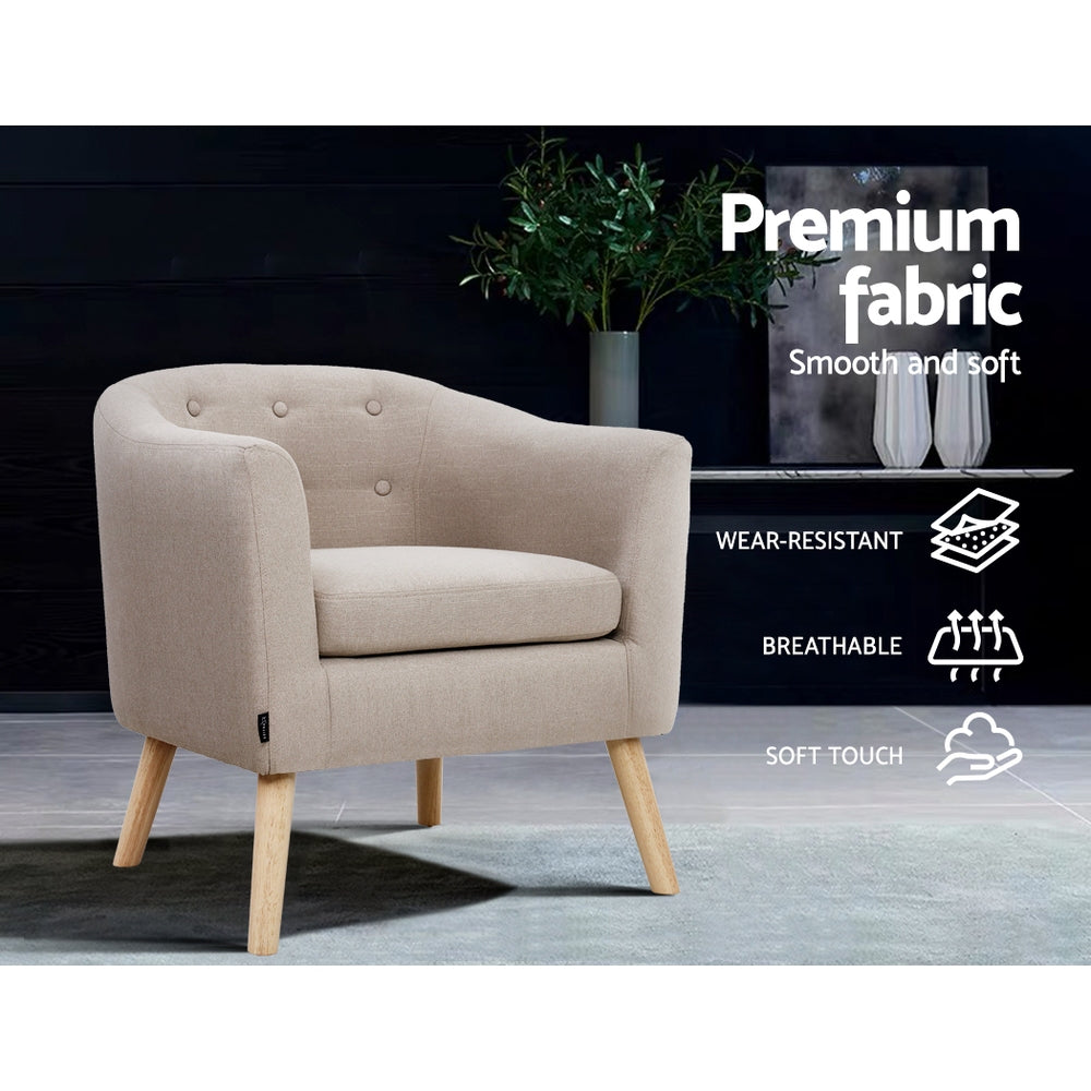 Maliah Armchair Tub Chair - Beige