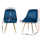 Brynlee Set of 2 Dining Chairs Retro Cafe Kitchen Modern Metal Legs Velvet - Blue