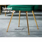 Brynlee Set of 2 Dining Chairs Retro Cafe Kitchen Modern Metal Legs Velvet - Green