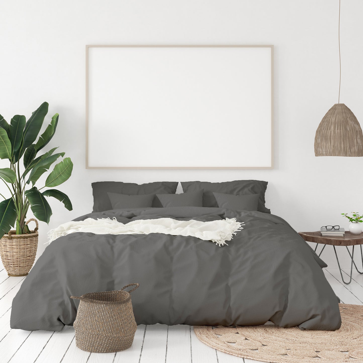 QUEEN 1000TC Hotel Grade Bamboo Cotton Quilt Cover Pillowcases Set - Grey