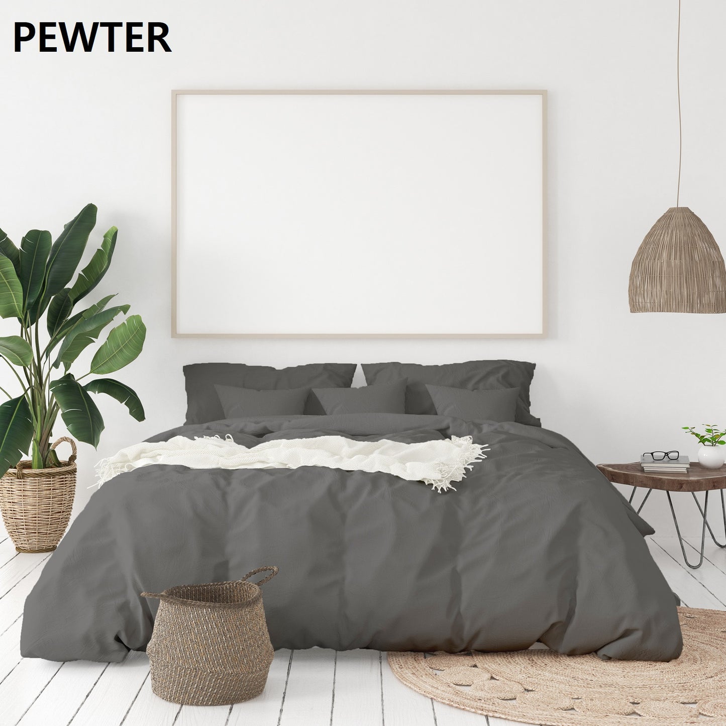 QUEEN 1000TC Hotel Grade Bamboo Cotton Quilt Cover Pillowcases Set - Grey
