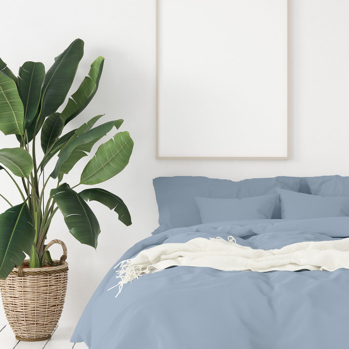 KING 1000TC Hotel Grade Bamboo Cotton Quilt Cover Pillowcases Set - Blue Fog