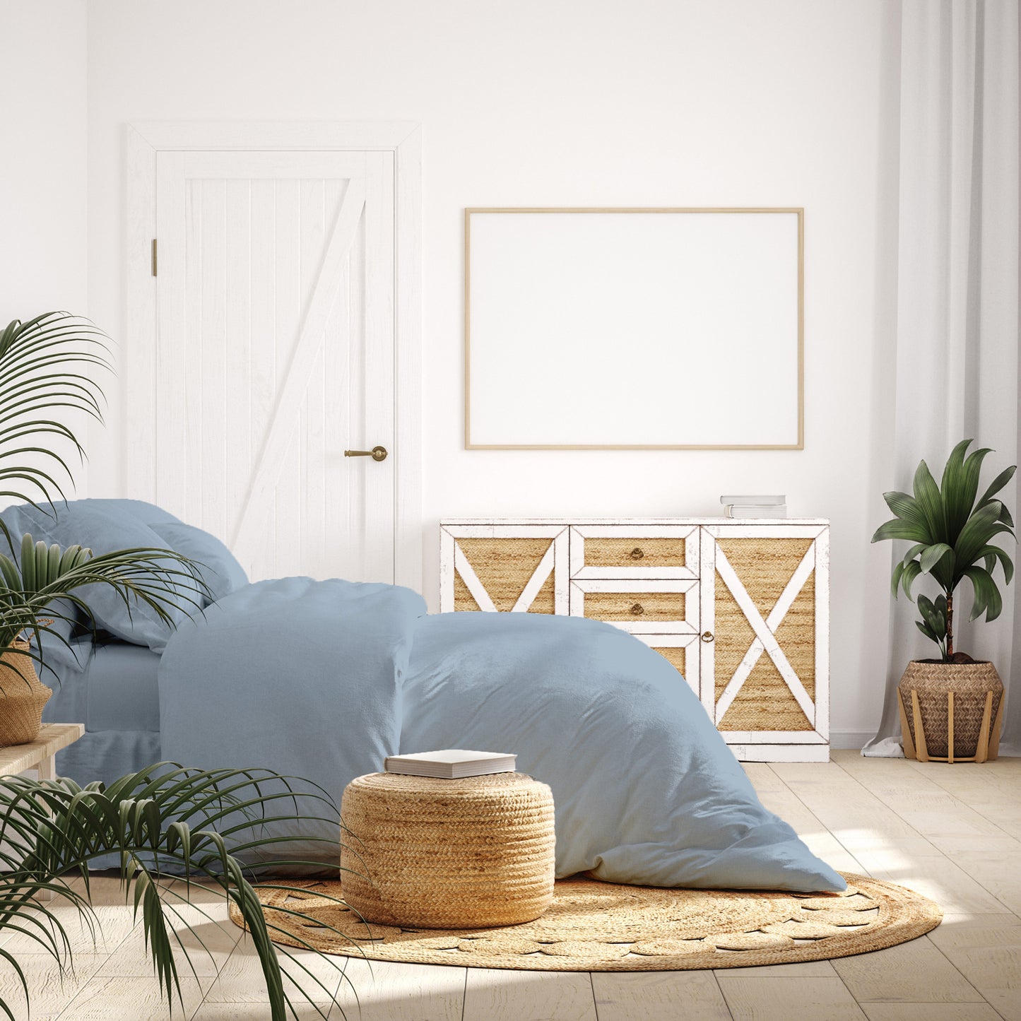 KING 1000TC Hotel Grade Bamboo Cotton Quilt Cover Pillowcases Set - Blue Fog
