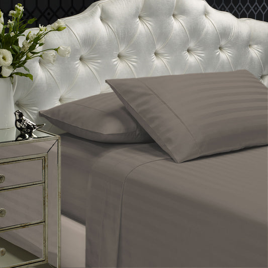 KING 1200TC Sheet Set Damask Cotton Blend Ultra Soft Sateen Bedding - Pewter