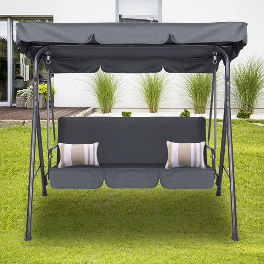 Colton Outdoor Swing Bench Seat Chair Canopy Furniture 3 Seater Garden Hammock - Grey