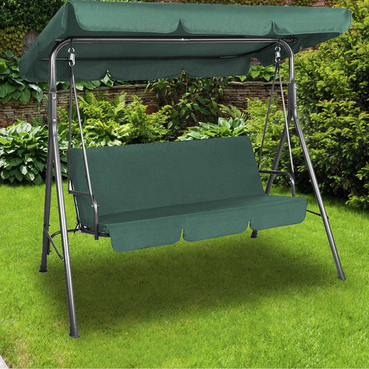 Colton Outdoor Swing Bench Seat Chair Canopy Furniture 3 Seater Garden Hammock - Dark Green