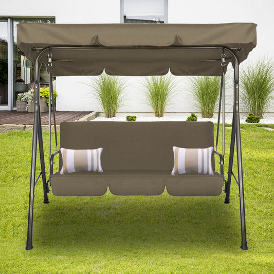 Colton Outdoor Swing Bench Seat Chair Canopy Furniture 3 Seater Garden Hammock - Coffee