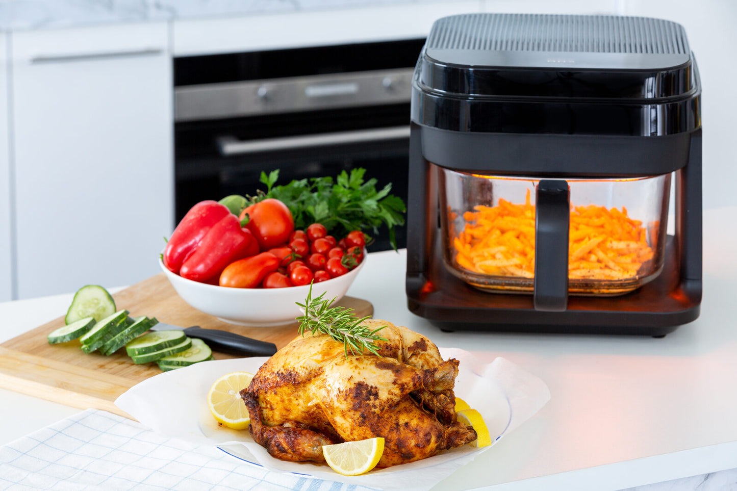 6.5L Glass Digital Air Fryer Oven 200C Easy Cleaning