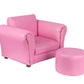 Portia Kids Recliner Chair PU Leather Couch Sofa Chair w/ Footstool - Pink
