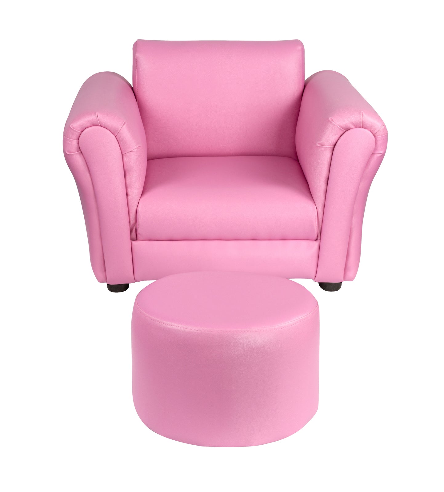 Portia Kids Recliner Chair PU Leather Couch Sofa Chair w/ Footstool - Pink