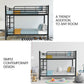Maia 2in1 Metal Bunk Bed Frame with Modular Design - Dark Matte Grey King Single