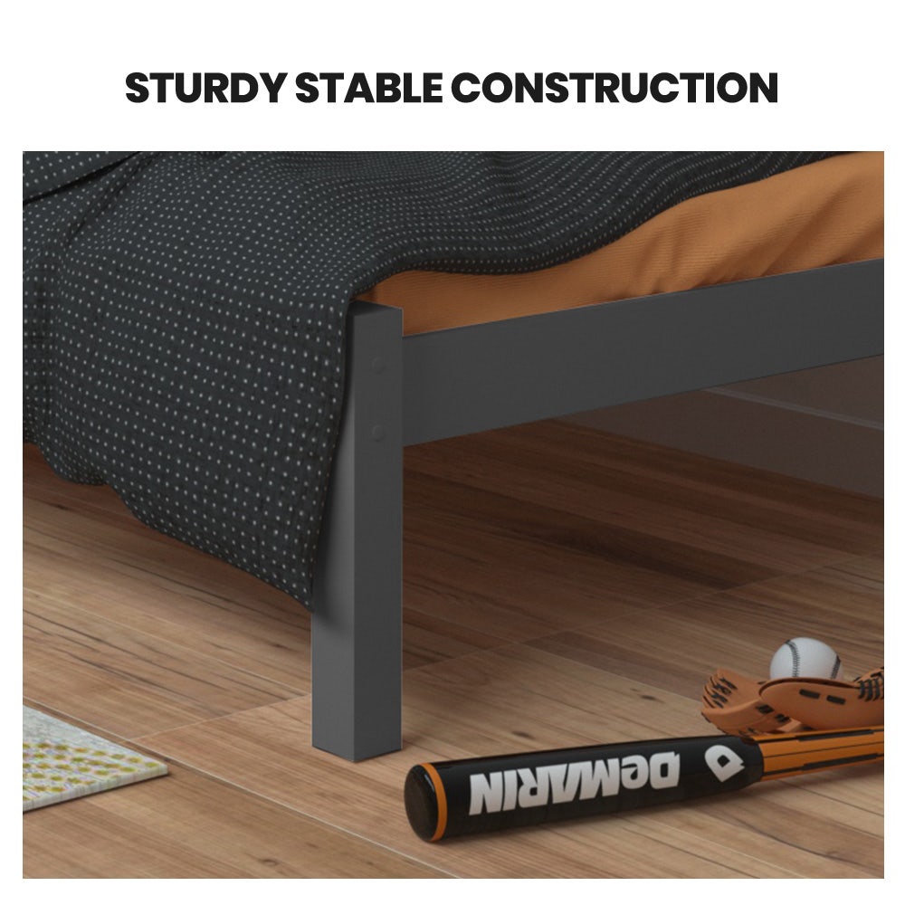 Maia Wooden Timber Bed Frame - Grey King Single