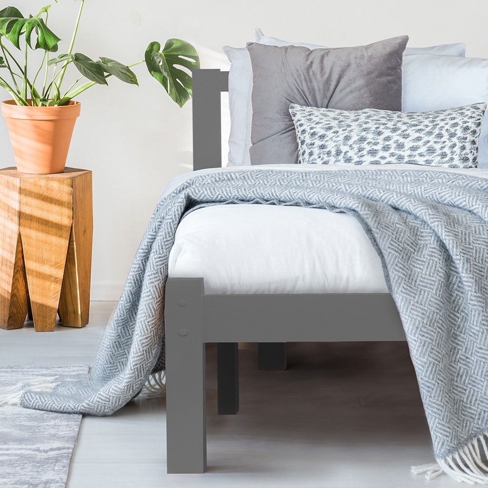 Maia Wooden Timber Bed Frame - Grey King Single