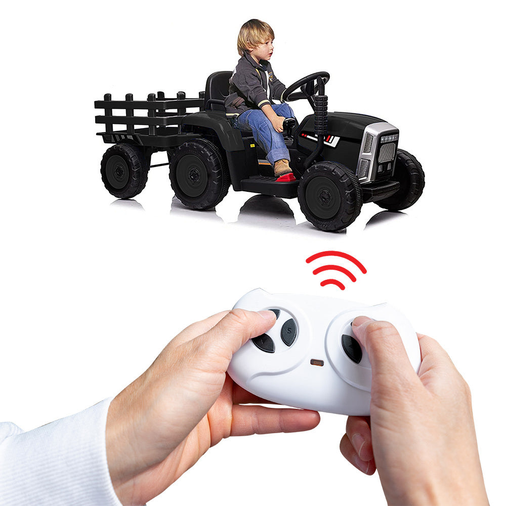 Electric Battery-Operated Ride On Tractor Toy Remote Control - Black