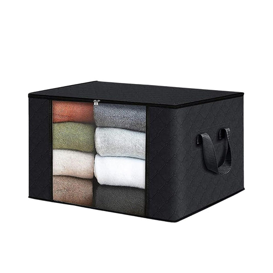 6 Pack 90L Clothes Storage Bag with Handles - Black