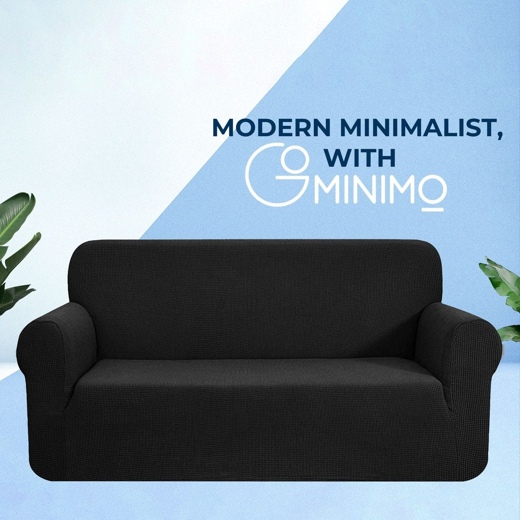 GOMINIMO Polyester Jacquard Sofa Cover 2 Seater (Black) HM-SF-101-RD
