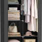 Portable Clothes Storage with 6 Shelves and 1 Clothes Hanging Rail - Black
