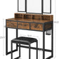 Dresser Table with Trifold Mirror Rustic - Brown and Black