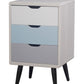 Sault Wooden Bedside Tables Cabinet with 3 Drawers - White