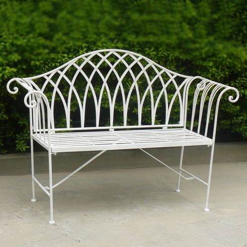 Finley Iron Outdoor Bench - White