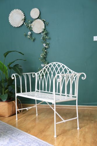 Finley Iron Outdoor Bench - White