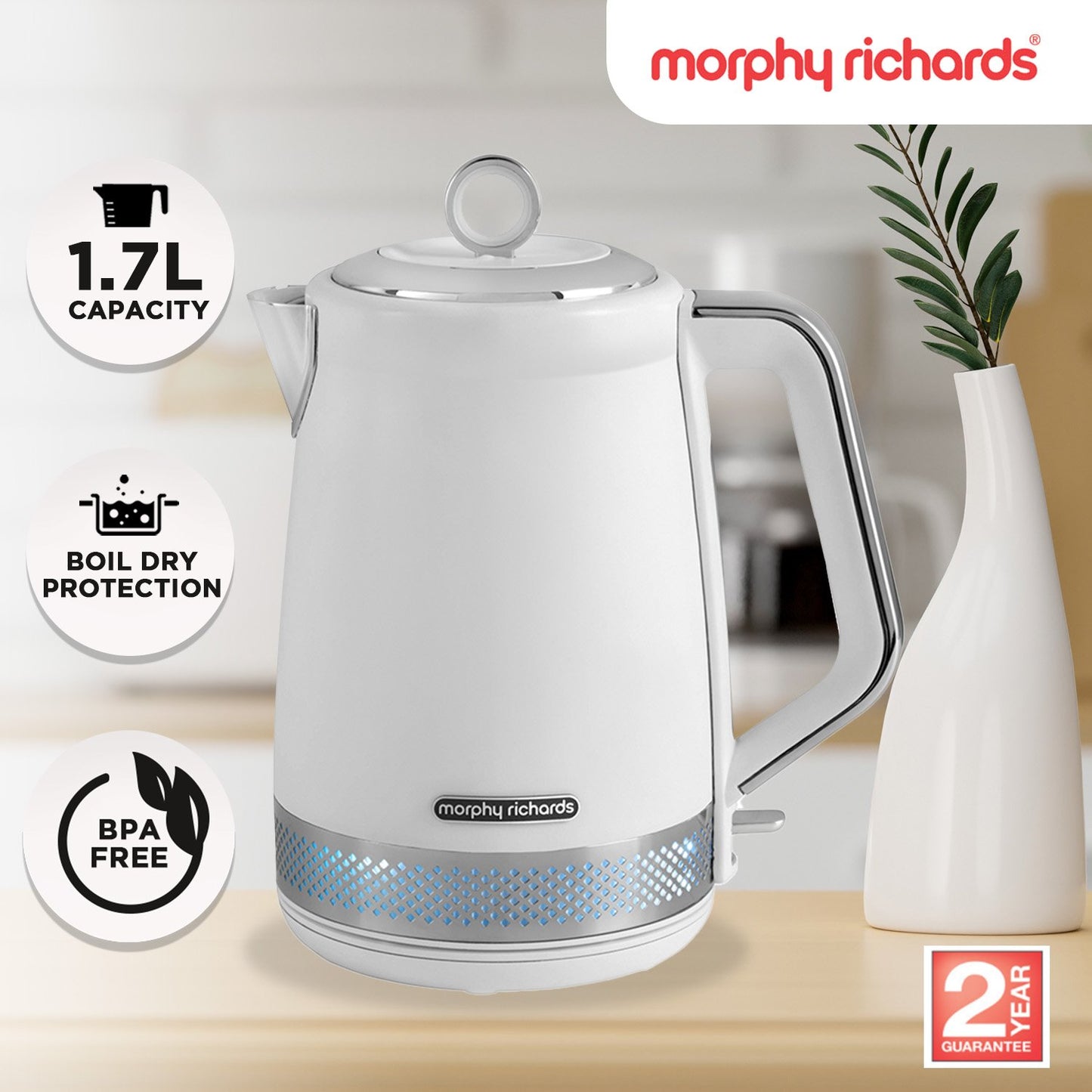 Morphy Richards Illumination Jug Kettle 1.7L - White