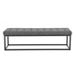 Button-tufted Upholstered Bench With Metal Legs - Dark Grey Linen