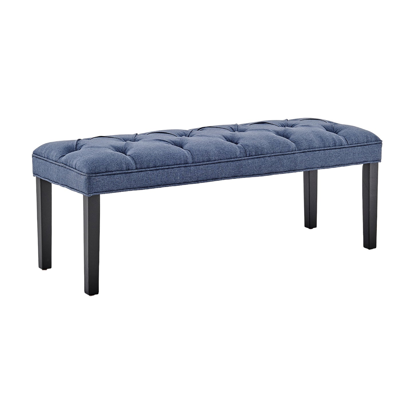 Button-tufted Upholstered Bench With Tapered Legs By - Blue Linen