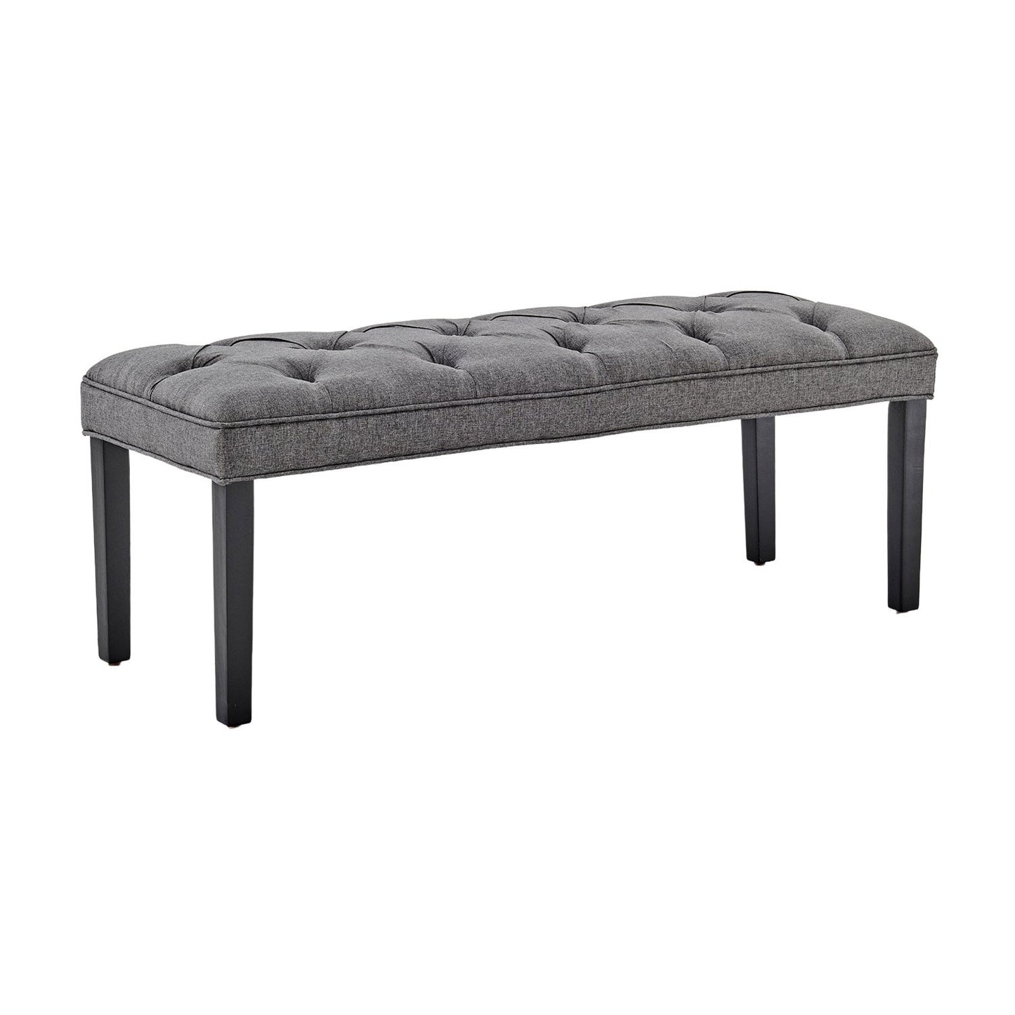 Button-tufted Upholstered Bench With Tapered Legs - Dark Grey Linen