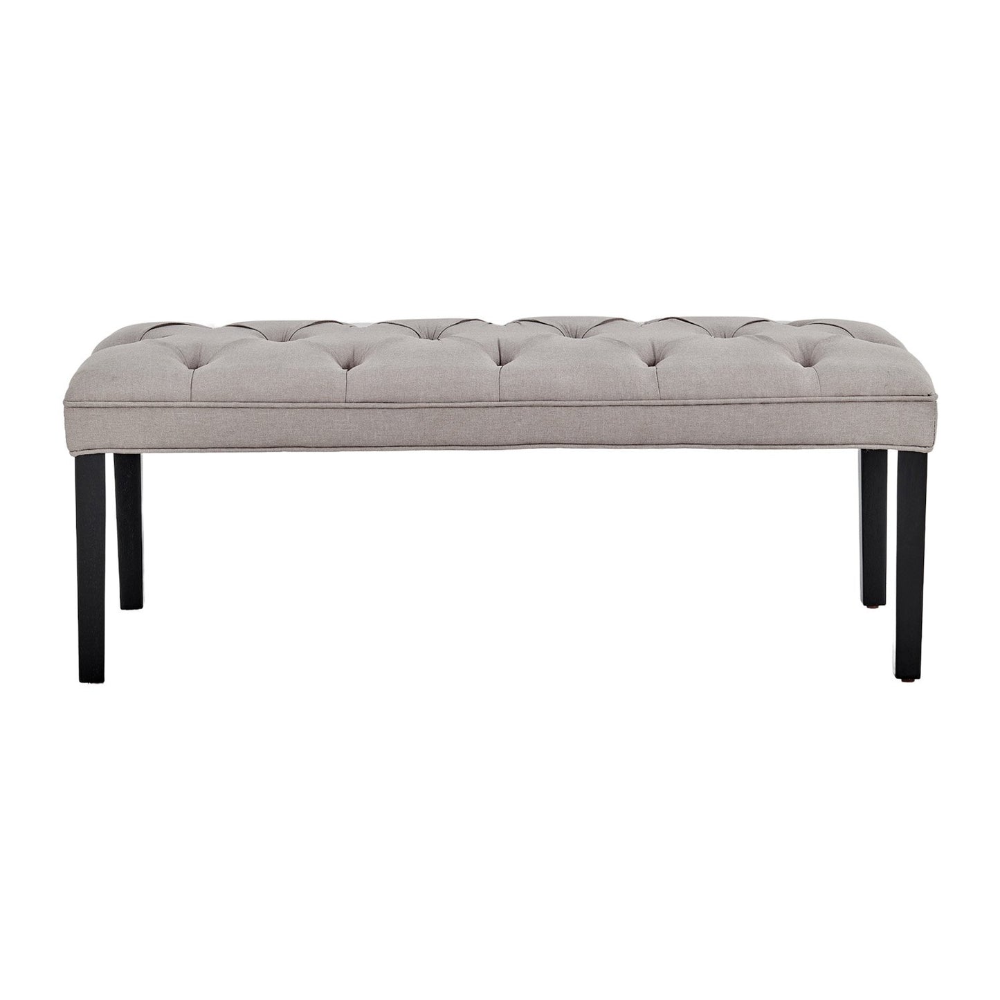 Button-tufted Upholstered Bench With Tapered Legs By - Light Grey