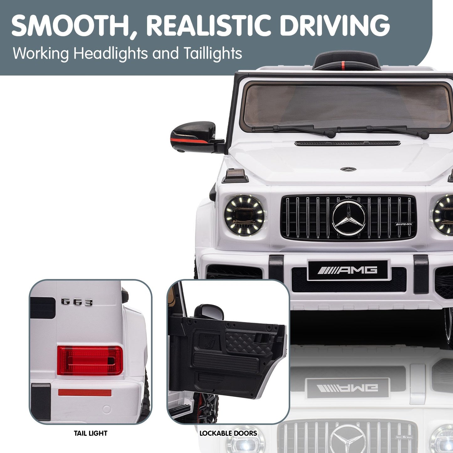 Mercedes Benz AMG G63 Licensed Kids Ride On Electric Car Remote Control - White