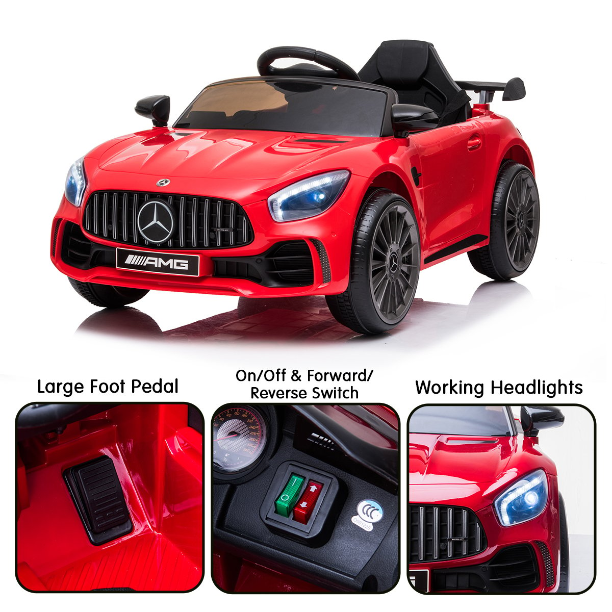 Mercedes Benz Licensed Kids Electric Ride On Car Remote Control - Red