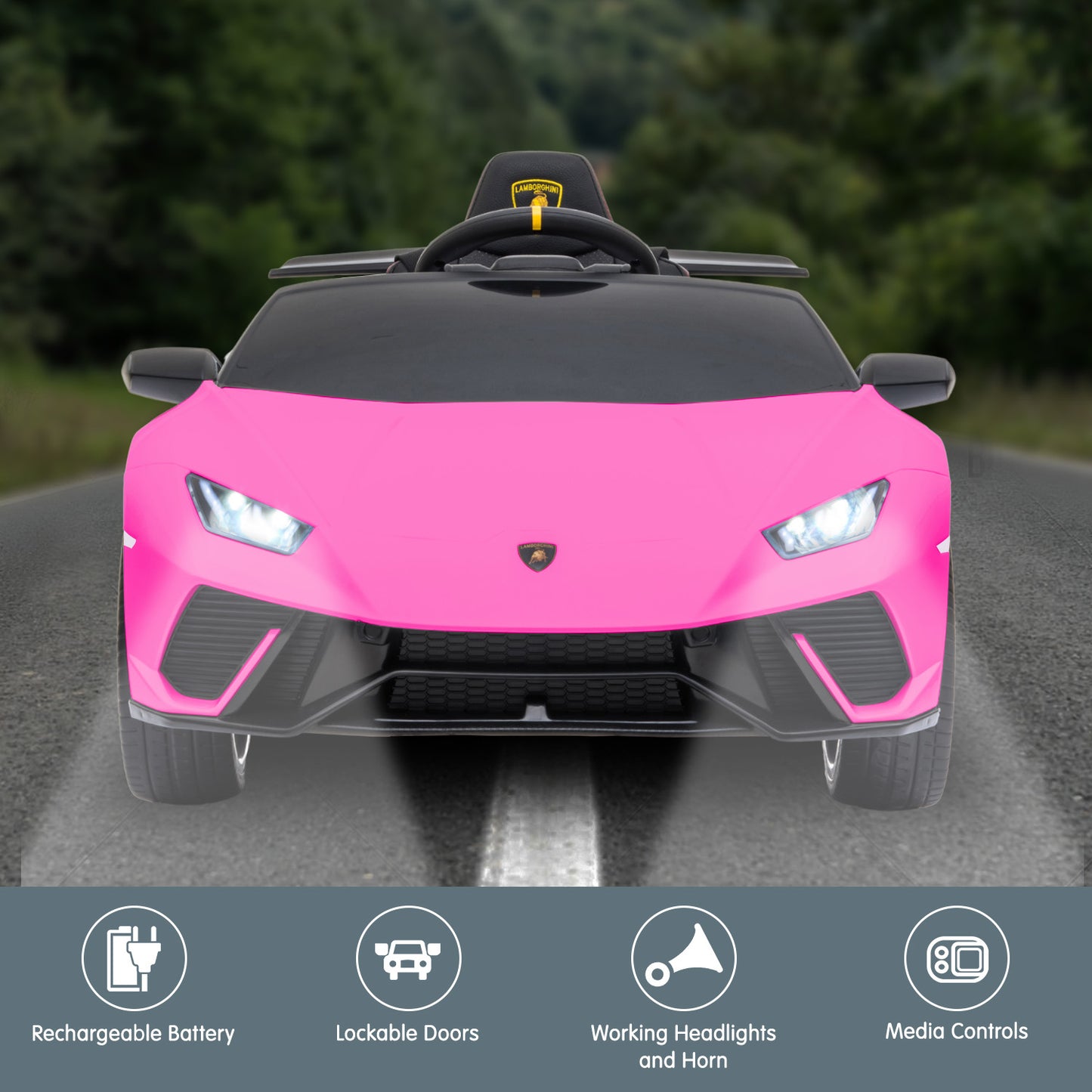 Lamborghini Performante Kids Electric Ride On Car Remote Control by - Pink