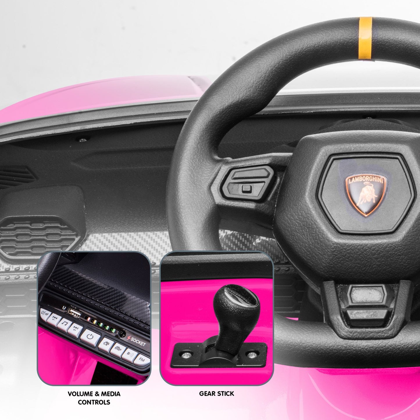 Lamborghini Performante Kids Electric Ride On Car Remote Control by - Pink