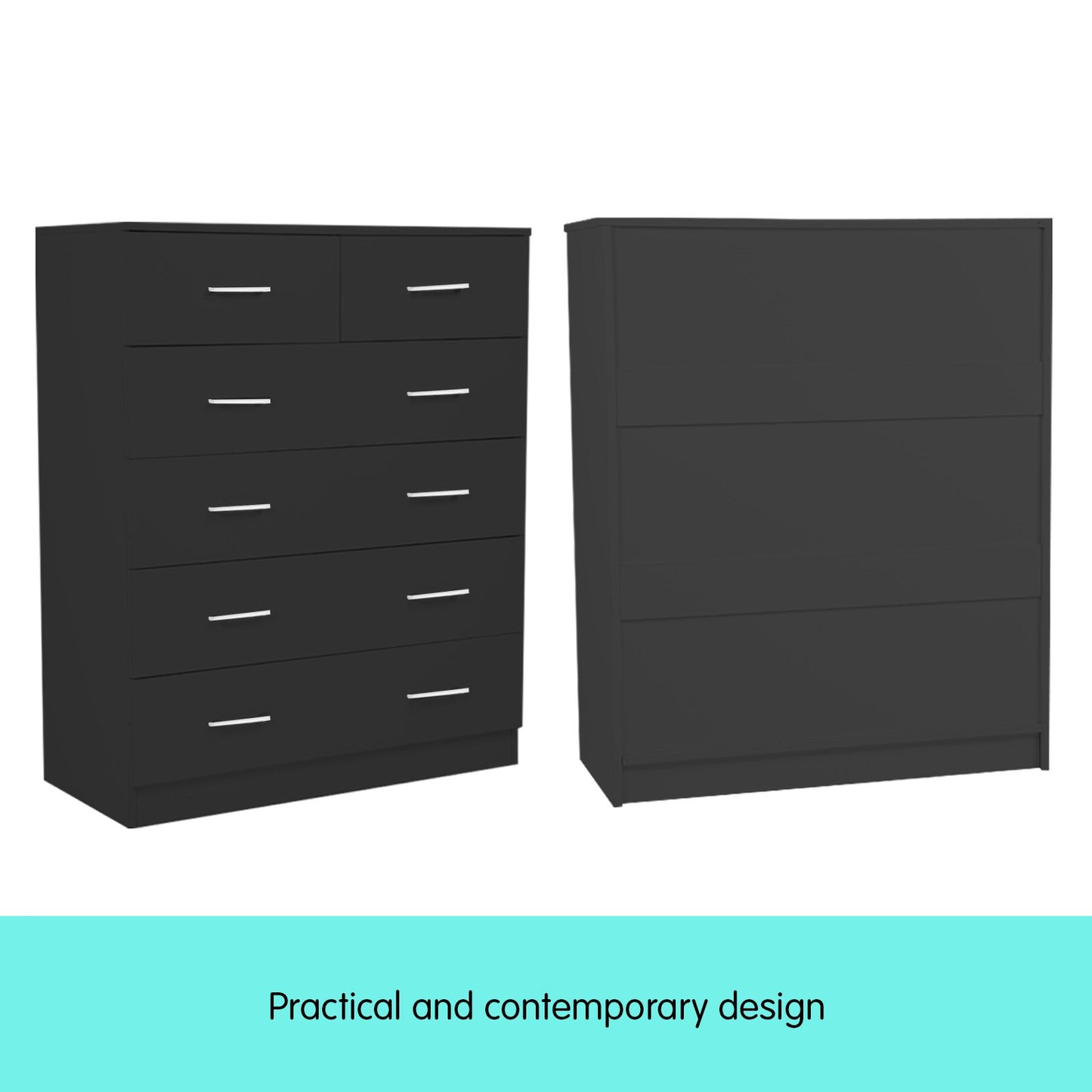 Tallboy Dresser 6 Chest Of Drawers Table Cabinet Bedroom Storage Black