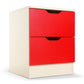 Bedside Table Cabinet Storage Chest 2 Drawers Lamp Side Nightstand - Red White