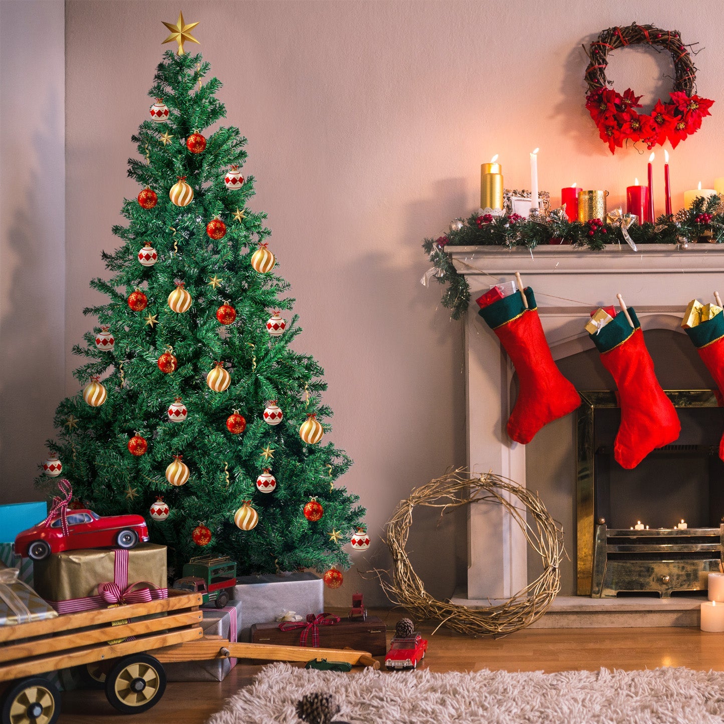 5ft 1.5m 550 Tips Green Christmas Tree Xmas Decor Decorations
