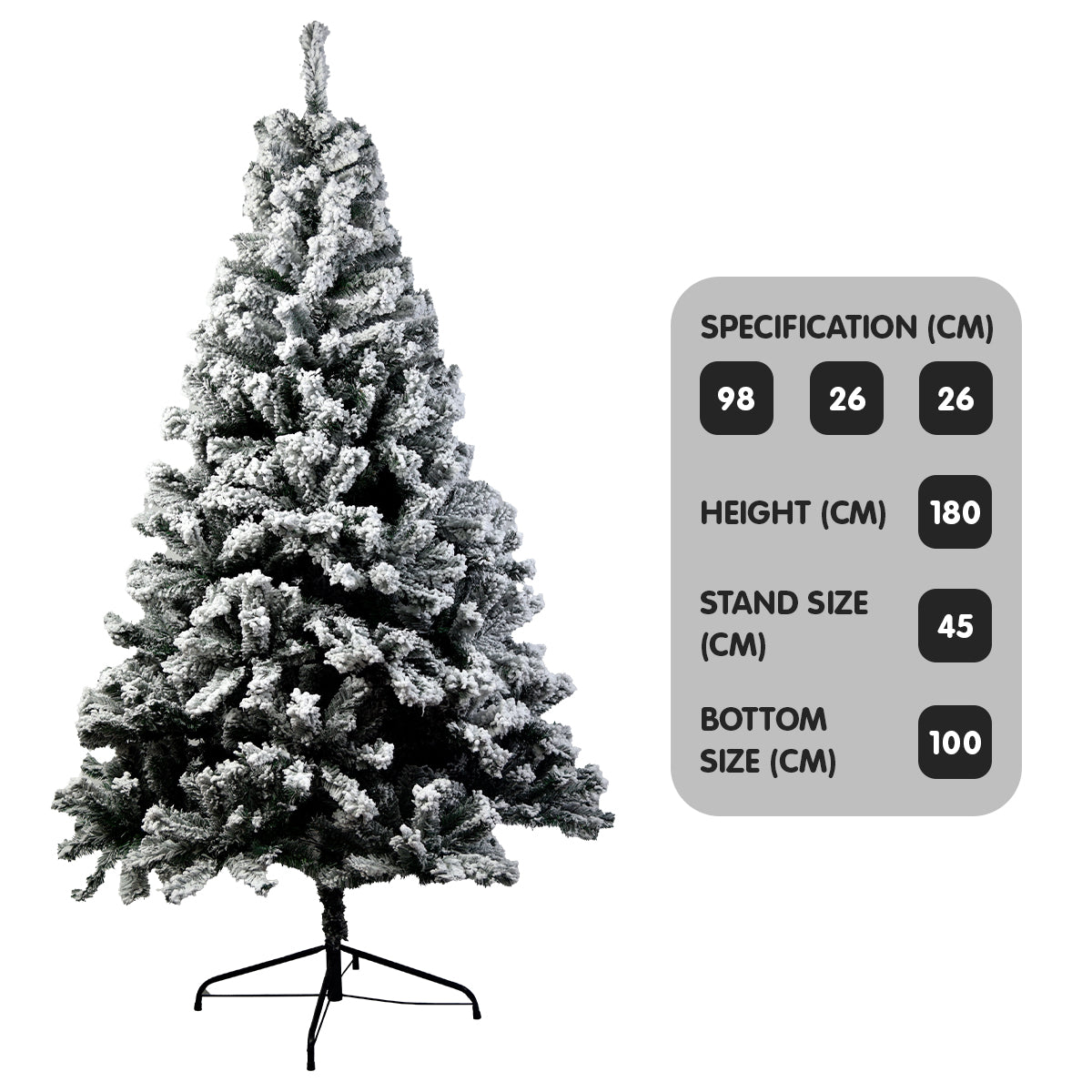 6ft 1.8m 850 Tips Snow-Tipped Artificial Christmas Tree