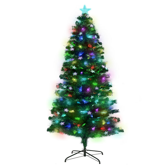 5ft 1.5m 180 Tips Enchanted Pre Lit Fibre Optic Christmas Tree Stars Xmas Decor