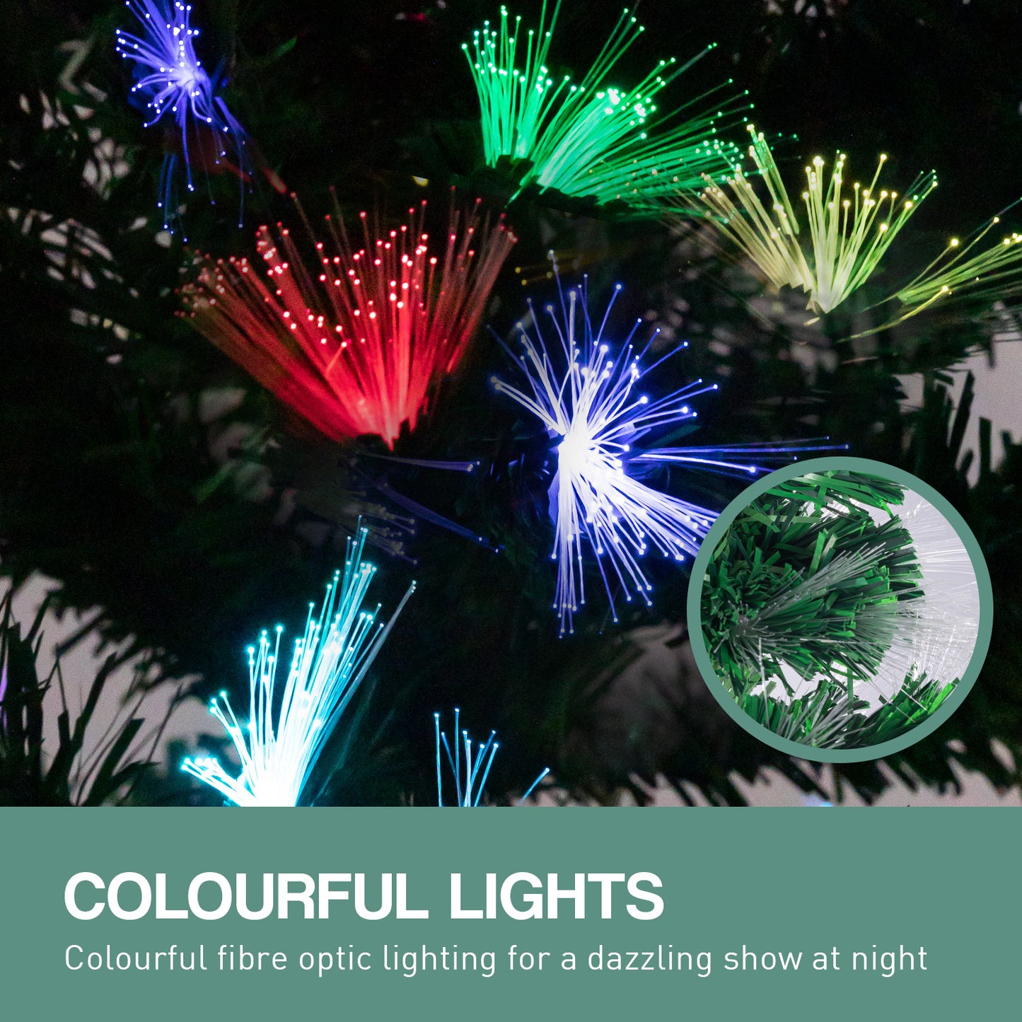 8ft 2.4m 320 Tips Enchanted Pre Lit Fibre Optic Christmas Tree Stars Xmas Decor