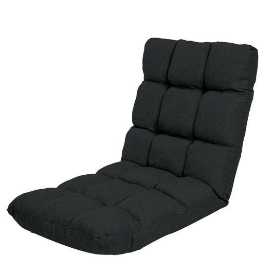 Mallyn Adjustable Floor Faux Linen Floor Chair Sofa - Black