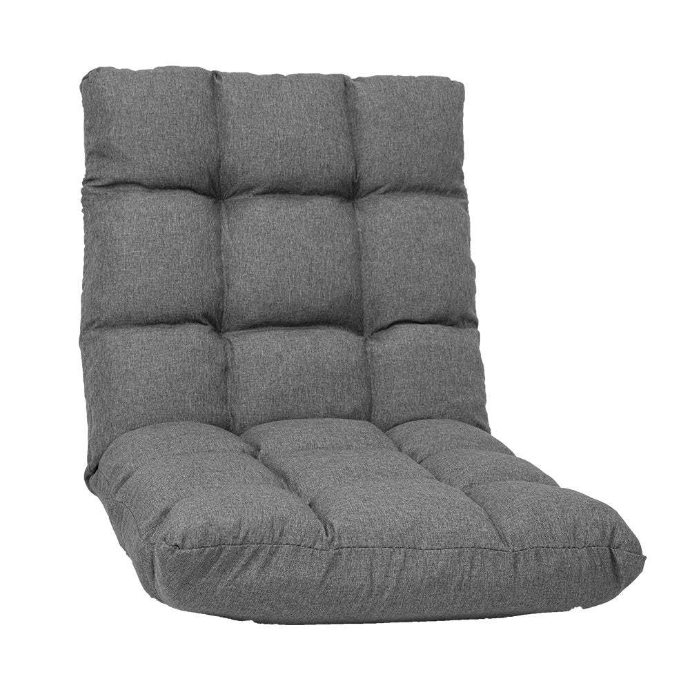 Mallyn Adjustable Floor Faux Linen Floor Chair Sofa - Dark Grey