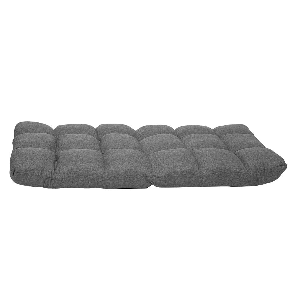 Mallyn Adjustable Floor Faux Linen Floor Chair Sofa - Dark Grey