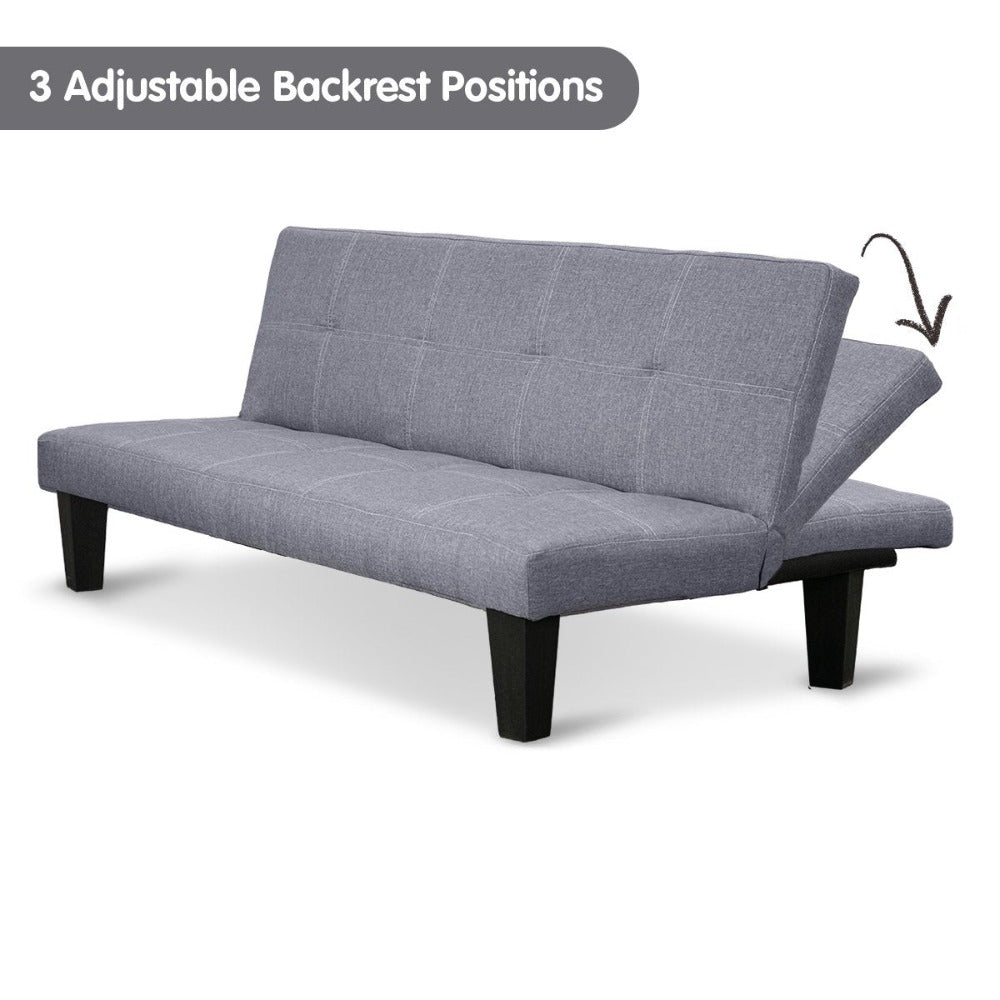 Moana 2-Seater Adjustable Suite Futon Wood Lounge Sofa Bed - Dark Grey