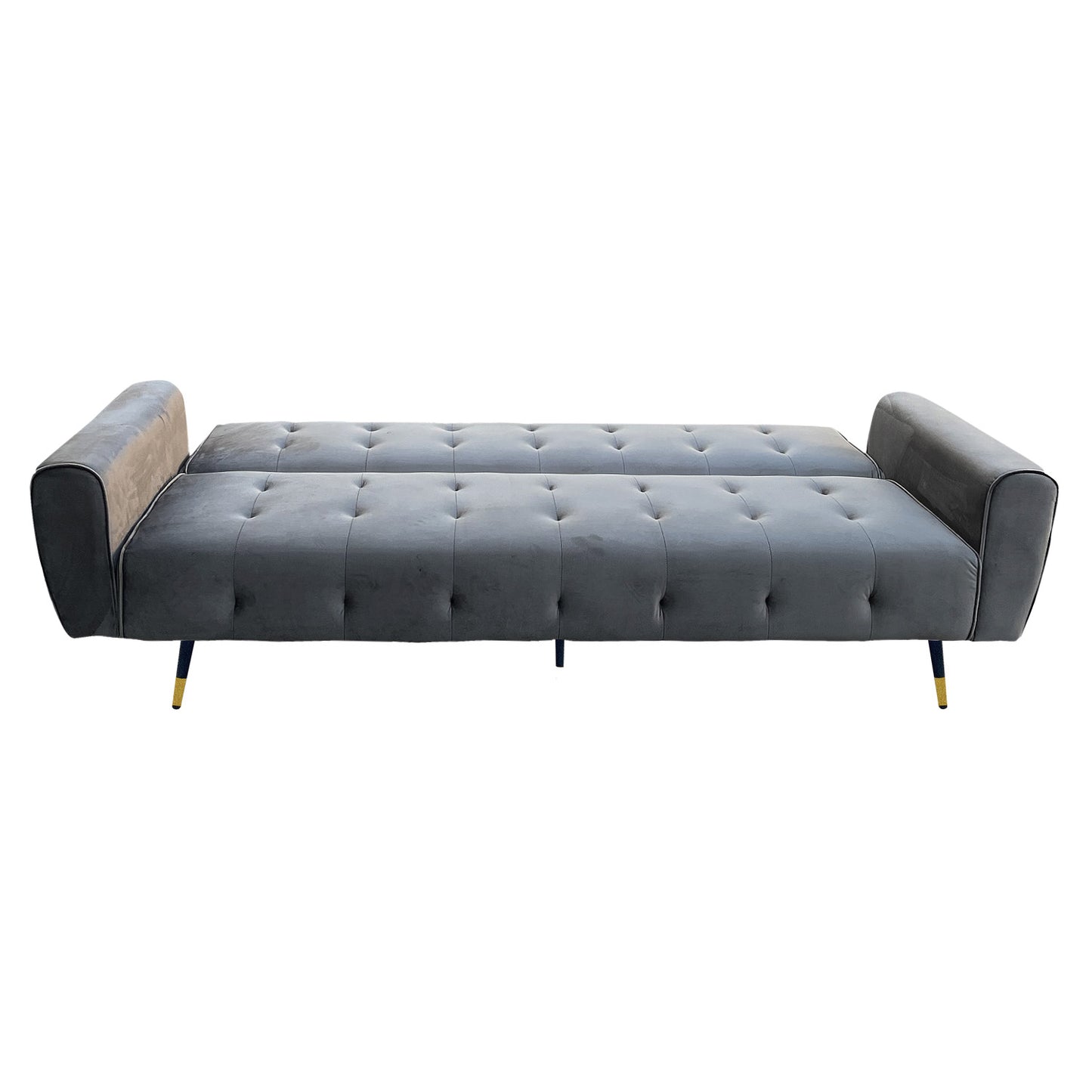 Milli 3-Seater Tufted Velvet Sofa Bed - Dark Grey