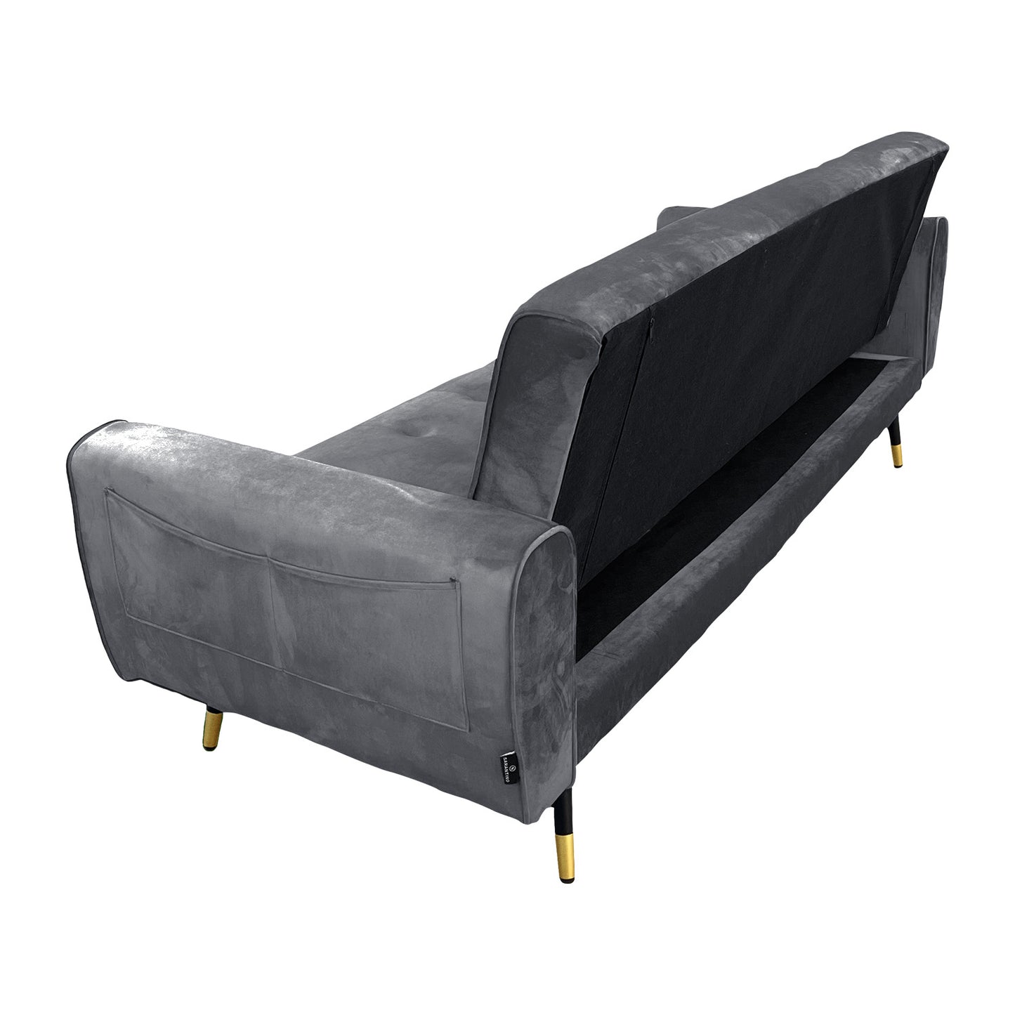 Milli 3-Seater Tufted Velvet Sofa Bed - Dark Grey