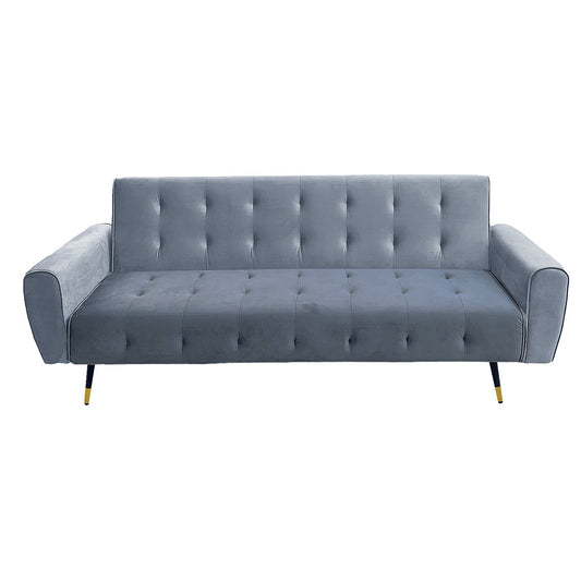 Milli 3-Seater Tufted Velvet Sofa Bed - Light Grey