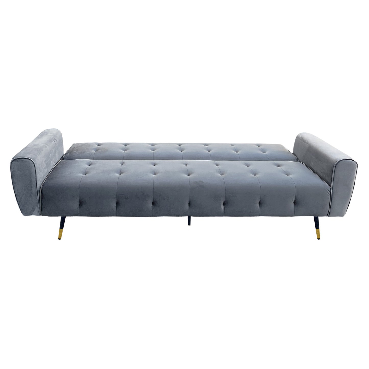 Milli 3-Seater Tufted Velvet Sofa Bed - Light Grey