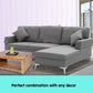 Mio 3-Seater L-Shaped Linen Sofa Lounge Left Side Chaise Couch - Dark Grey