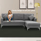 Mio 3-Seater L-Shaped Linen Sofa Lounge Left Side Chaise Couch - Dark Grey